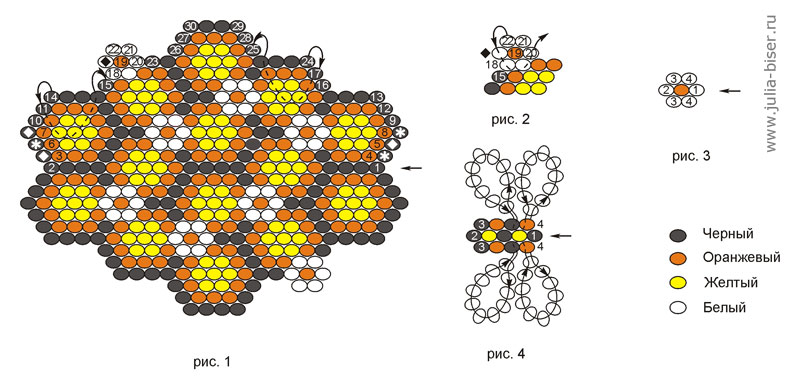 Пчела из бисера схема плетения для начинающих